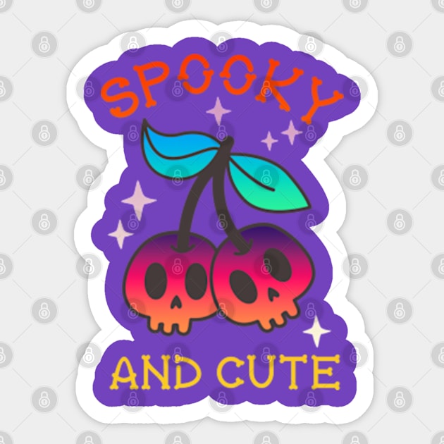 Spooky and Cute Cherry Skulls Sticker by BIBLIOTEECA